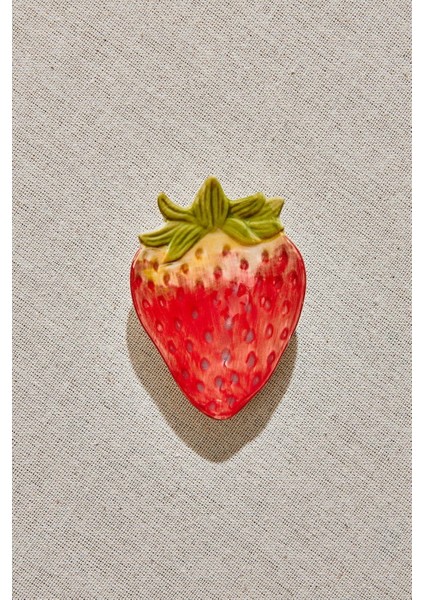 Çilek 2 Seramik Mini Tabak Kırmızı