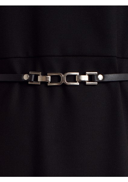 90927 Kemerli Elbise-Siyah fırsatları