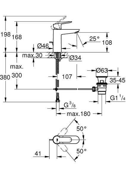 Bauedge Tek Kumandalı Lavabo Bataryası M-Boyut Grh 23758000 fiyatları