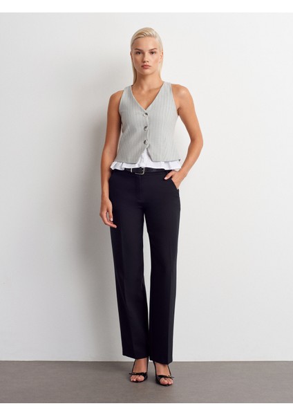 60593 Çizgili Kombine Yelek-Gri indirimleri