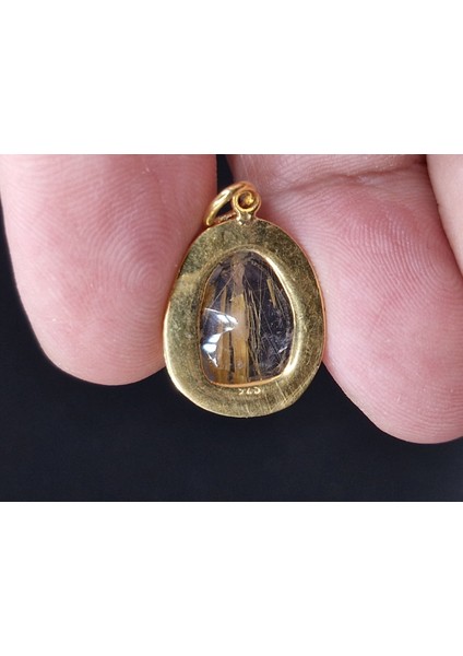 3.21 Gram Natural Altın Rutilli Kuvars 925 Ayar Gümüş Kolye Ucu fiyatları