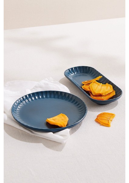 Soft Seramik Servis Tabağı Mavi