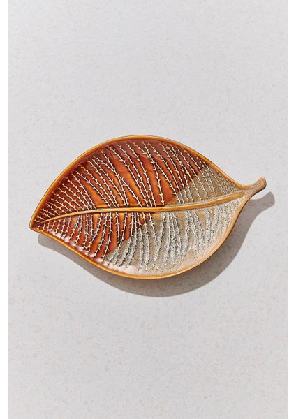 Kahve Sonbahar Seramik Servis Tabağı 25 cm Krem Kahve fiyatları