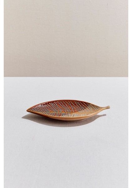 Kahve Sonbahar Seramik Servis Tabağı 25 cm Krem Kahve fırsatları