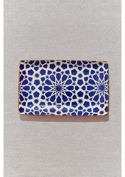 Gurle Seramik Servis Tabağı Beyaz Mavi fiyatları