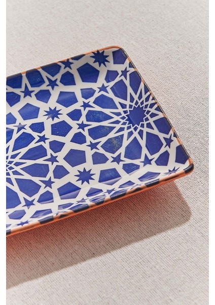 Gurle Seramik Servis Tabağı Beyaz Mavi modelleri