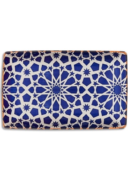 Gurle Seramik Servis Tabağı Beyaz Mavi fırsatları