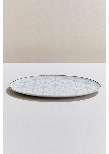 Orquestra Porselen Oval Servis Tabağı Büyük Krem Gri fiyatları