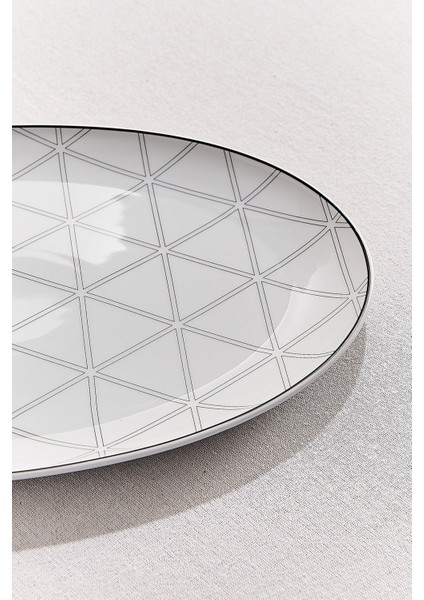 Orquestra Porselen Oval Servis Tabağı Büyük Krem Gri modelleri