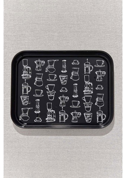 Bistro Tepsi Kahve Siyah Beyaz