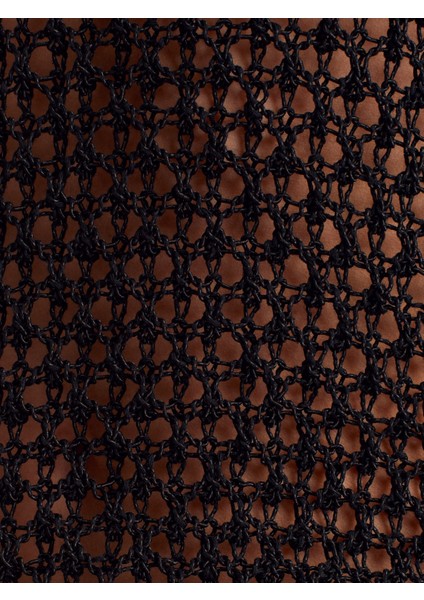 10807 Kayık Yaka Ajurlu Triko Kazak-Siyah fırsatları