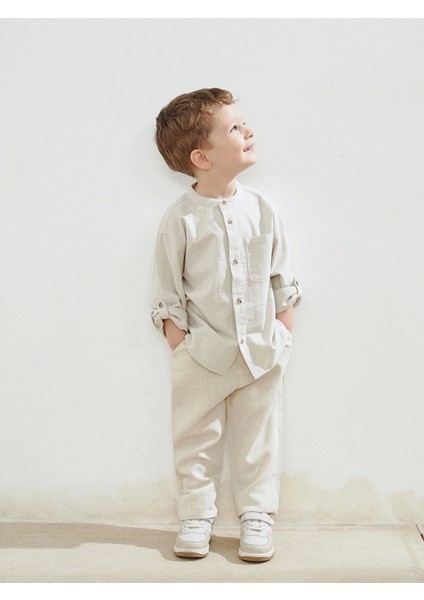 Lcw Kids Ekru Beli Lastikli Keten Erkek Çocuk Pantolon