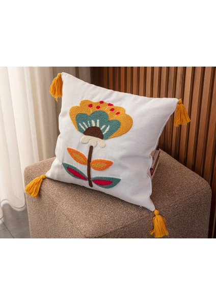 Tekli Premium Punch Işlemeli Nakışlı Dal Çiçek Temalı Kırlent Kılıfı fiyatları