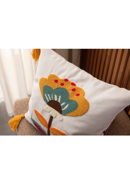 Tekli Premium Punch Işlemeli Nakışlı Dal Çiçek Temalı Kırlent Kılıfı modelleri