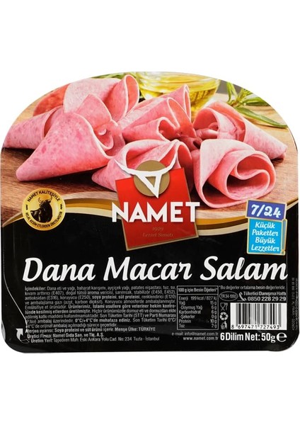 7/24 Dana Salam 50 G x 18 Adet – Hazır Dilimlenmiş Şarküteri Ürünü