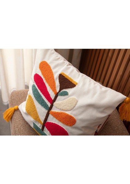 Tekli Premium Punch Işlemeli Nakışlı Dal Çiçek Temalı Kırlent Kılıfı modelleri