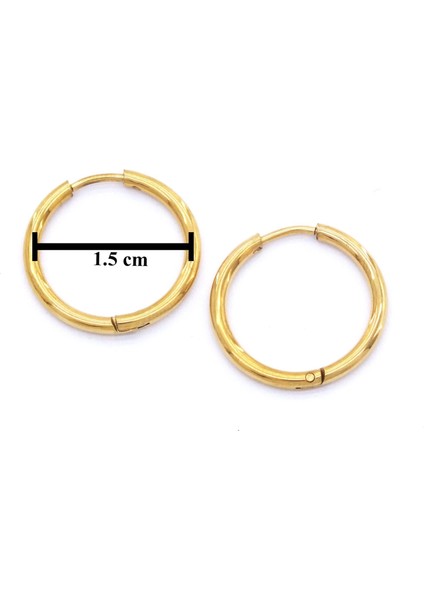 Çelik Halka Küpe Altın Kaplama Düz Model UNK-489 indirimleri