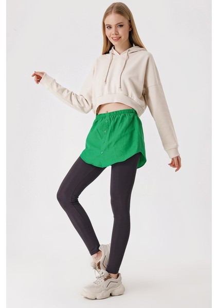 Infivento 1888 Sweatshirt ve Kazak Altı Gömlek Etek - Yeşil