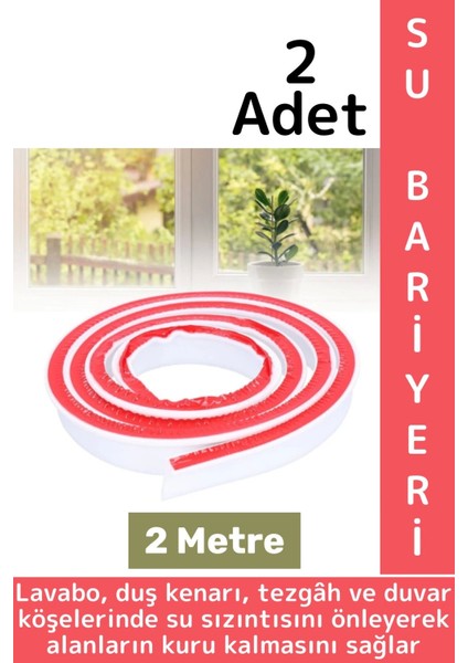 Uzun Ömürlü Lavabo Duş Kenarı Su Sızıntısı Önleyen Kendinden Yapışkanlı Su Bariyeri 2 Metre x 2 Adet
