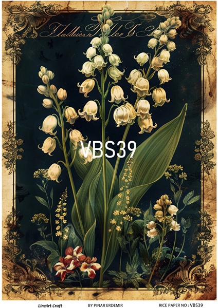 Lacivert Serisi VBS39 Mavi, Çiçek, Portre Desenli 30*42 cm Pirinç Dekopaj