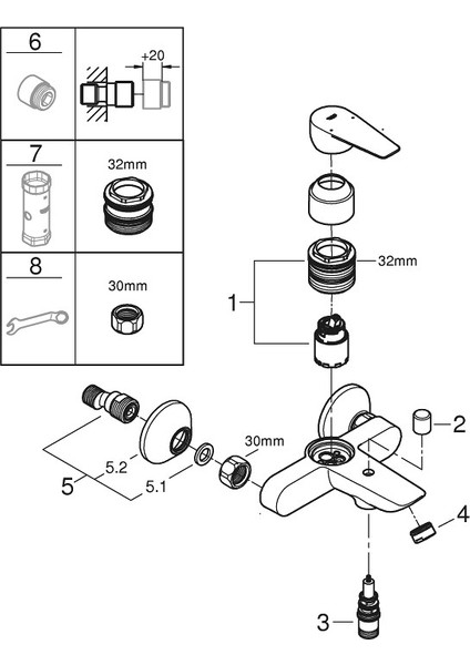 Bauedge Tek Kumandalı Banyo Bataryası Grh 23605001