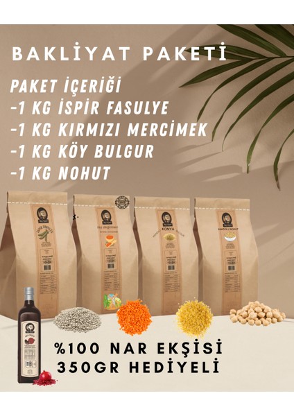 Bakliyat Paketi-Ispir Fasulye Mercimek Nohut Bulgur