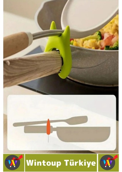 Yüksek Isıya Dayanklı Kaymaz Hijyenik Güvenli Pratik Spatula Çatal Tava Tencere Silikon Kaşık Tutucu fiyatları