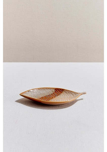 Kahve Sonbahar Seramik Servis Tabağı 21 cm Krem Kahve modelleri