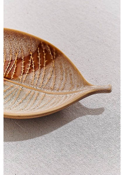 Kahve Sonbahar Seramik Servis Tabağı 21 cm Krem Kahve fırsatları