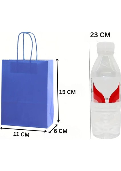 Büküm Saplı Mini Kağıt Çanta SETI-12LI, Parti, Doğum Günü, Hediye Çantaları, 11X15X6 Cm, Mavi fiyatları