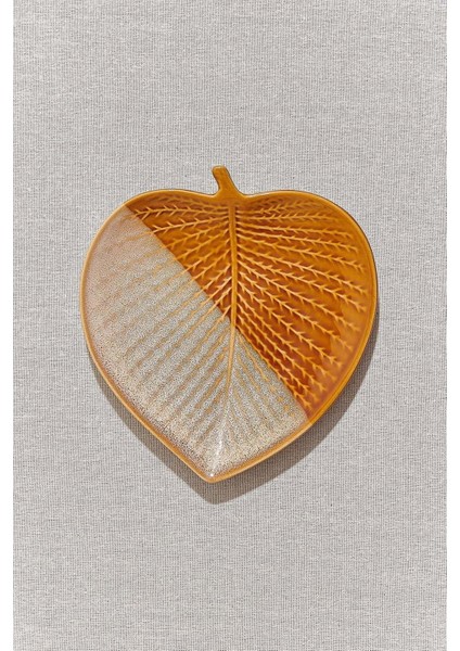 Kahve Sonbahar Seramik Servis Tabağı 20.5 cm Krem Kahve