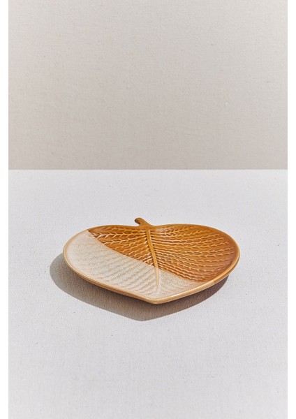 Kahve Sonbahar Seramik Servis Tabağı 20.5 cm Krem Kahve fiyatları