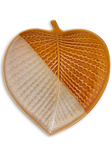 Kahve Sonbahar Seramik Servis Tabağı 20.5 cm Krem Kahve indirimleri