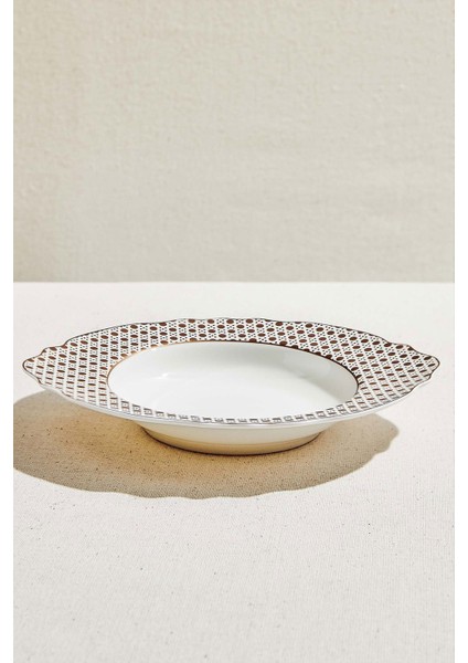 Kahve Hazeran Porselen Çukur Tabak Krem Kahve fiyatları