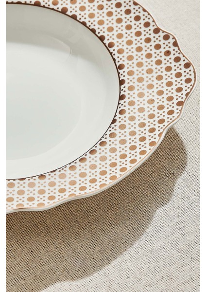 Kahve Hazeran Porselen Çukur Tabak Krem Kahve modelleri