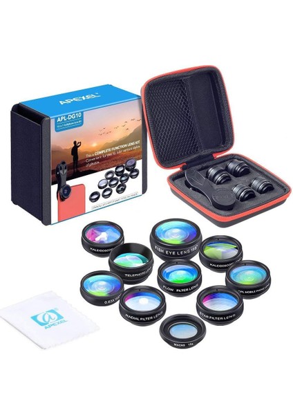 Apexel APL-DG10 10’u 1 Arada Fotoğraflar Için Objektif Seti, Akıllı Telefon Için