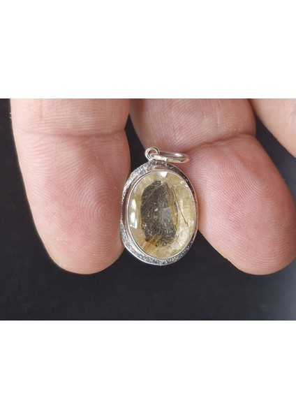 3.71 Gram Natural Altın Rutilli Kuvars 925 Ayar Gümüş Kolye Ucu(Kopya)