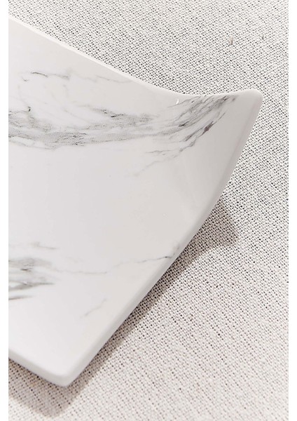 Marble Beyaz Porselen Servis Tabağı
