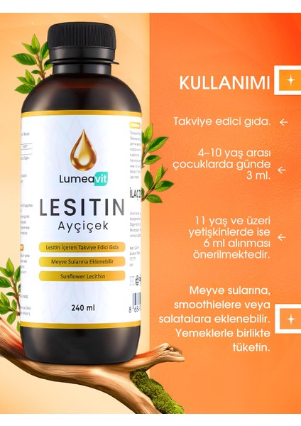 Ayçiçek Lesitin: 240 ml. Takviye Edici Gıda. fiyatları