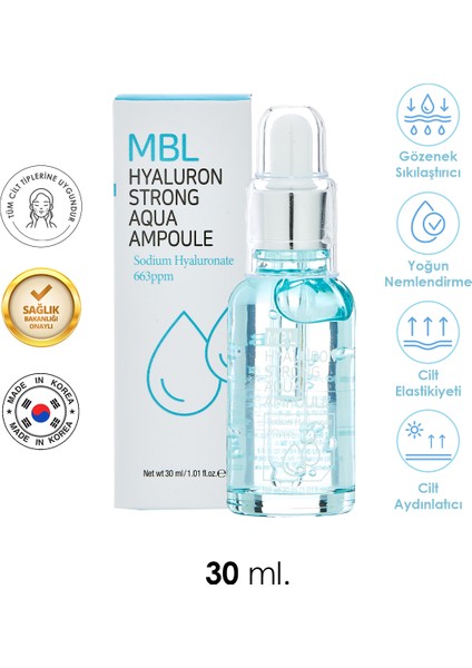 Teresia Aqua Ampoule Serum Kuru Ciltler Için Nemlendirici ve Onarıcı Saf ve Yoğun Hyaluronik Asit Içerikli