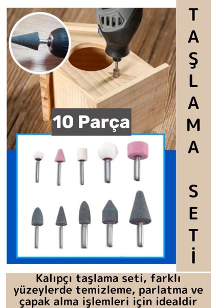 Dayanıklı Atölye Tamir Metal Ahşap Plastik Parlatma Temizleme Çapak Alma Kalıpçı Taşlama Seti 10 Prç