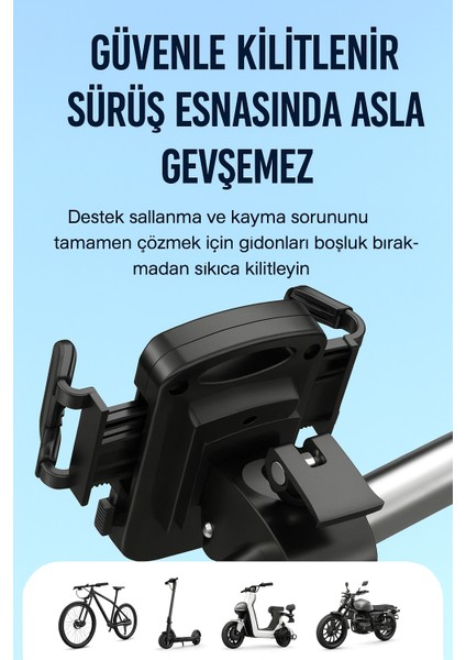 C109 360° Ayarlanabilir Bisiklet & Motosiklet Telefon Tutucu – Tek Elle Kullanım Gidon Bağlantılı modelleri