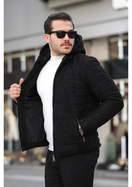 Erkek Kahverengi Dar Kesim Kapüşonlu Süet Mont – Sonbahar Kış Şık ve Rahat Günlük Kullanım fırsatları