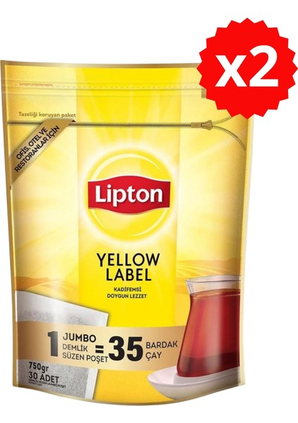 Yellow Label Jumbo Demlik Poşet Çay 30'lu x 25 gr x 2 Adet