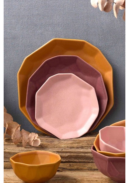 Origami Seramik Mini Tabak Turuncu / Bej