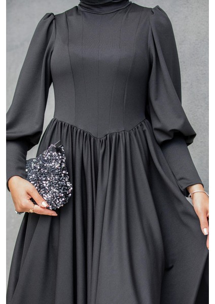 Madam Kuplu Tasarım Elbise-Siyah fiyatları