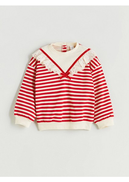 Lcw Kids Kirmizi Bisiklet Yaka Çizgili Kız Çocuk Sweatshirt ve Tayt 2'li Takım fiyatları