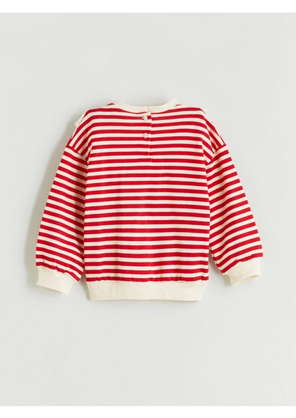 Lcw Kids Kirmizi Bisiklet Yaka Çizgili Kız Çocuk Sweatshirt ve Tayt 2'li Takım fırsatları