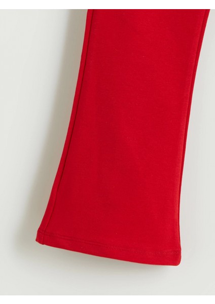 Lcw Kids Kirmizi Bisiklet Yaka Çizgili Kız Çocuk Sweatshirt ve Tayt 2'li Takım