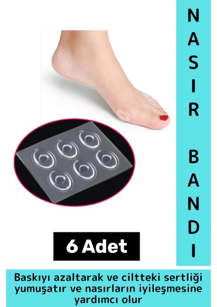 Gündelik Ayak Parmak Topuk Baskı Rahatsızlık Sürtünme Azaltan Cilt Yumuşatan Topuk Bandı 6 Adet